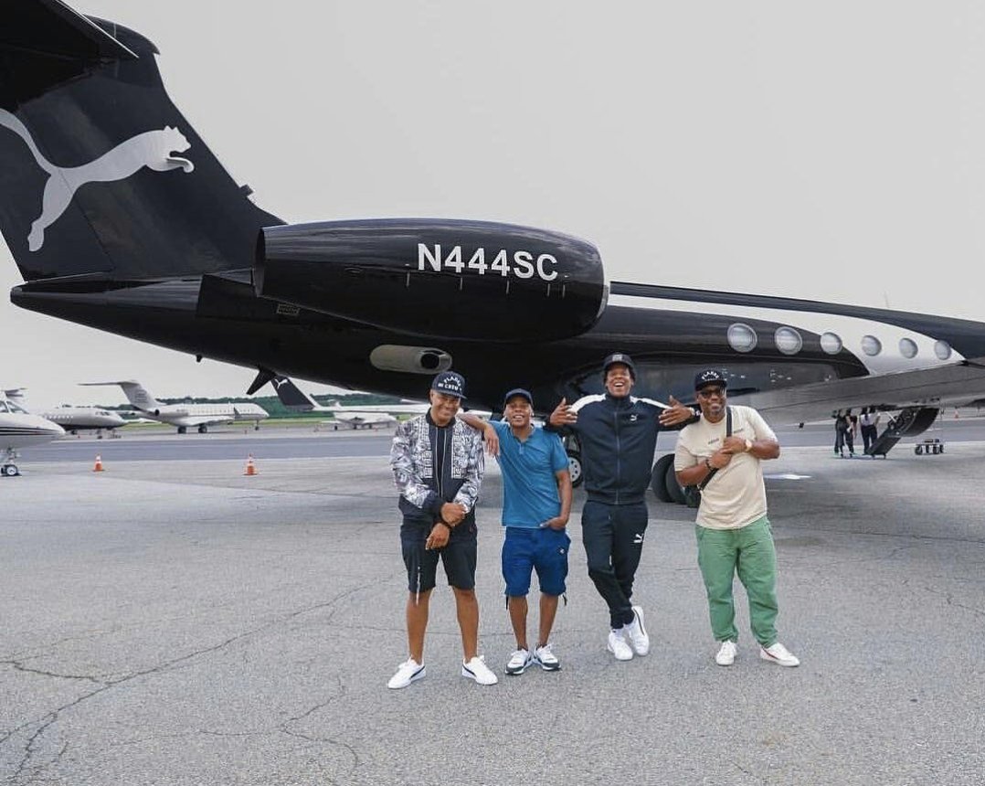 8) As for the private jet, PUMA came through on that also.They even personalized the tail number for Jay-Z:N: Country code444: Jay-Z's album titleSC: Shawn CarterIt's not just a gimmick either, players routinely mention their ability to use the "PUMA Jet" as an advantage.