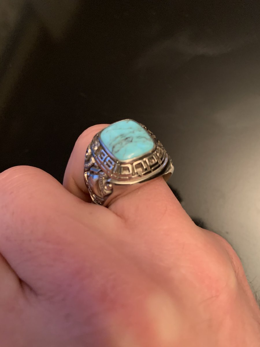 I wore this ring all day in honour of a co-worker gone way too soon. It’s symbolic of career accomplishment, but today it means so much more. #turquoiseforben <a href="/YearbookRebecca/">Rebecca Kilday</a>  - thoughts and prayers from Canada for Ben and his whole family