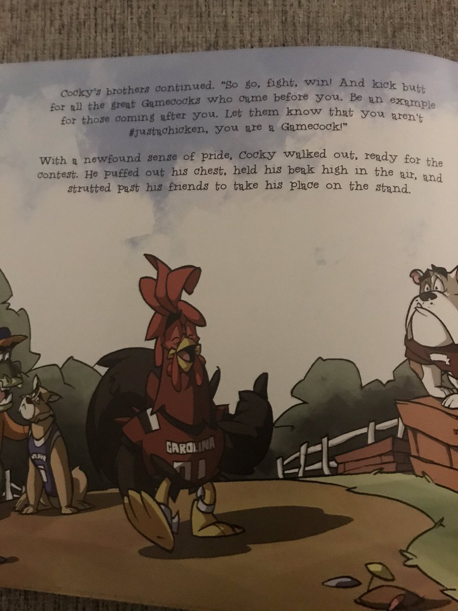 truesoutherner3's tweet photo. As I was putting my little girl to sleep she asked me to read her #justachicken and I realized this book shows what it really means to be a gamecock! #forevertothee https://t.co/bUKLlpvkbA