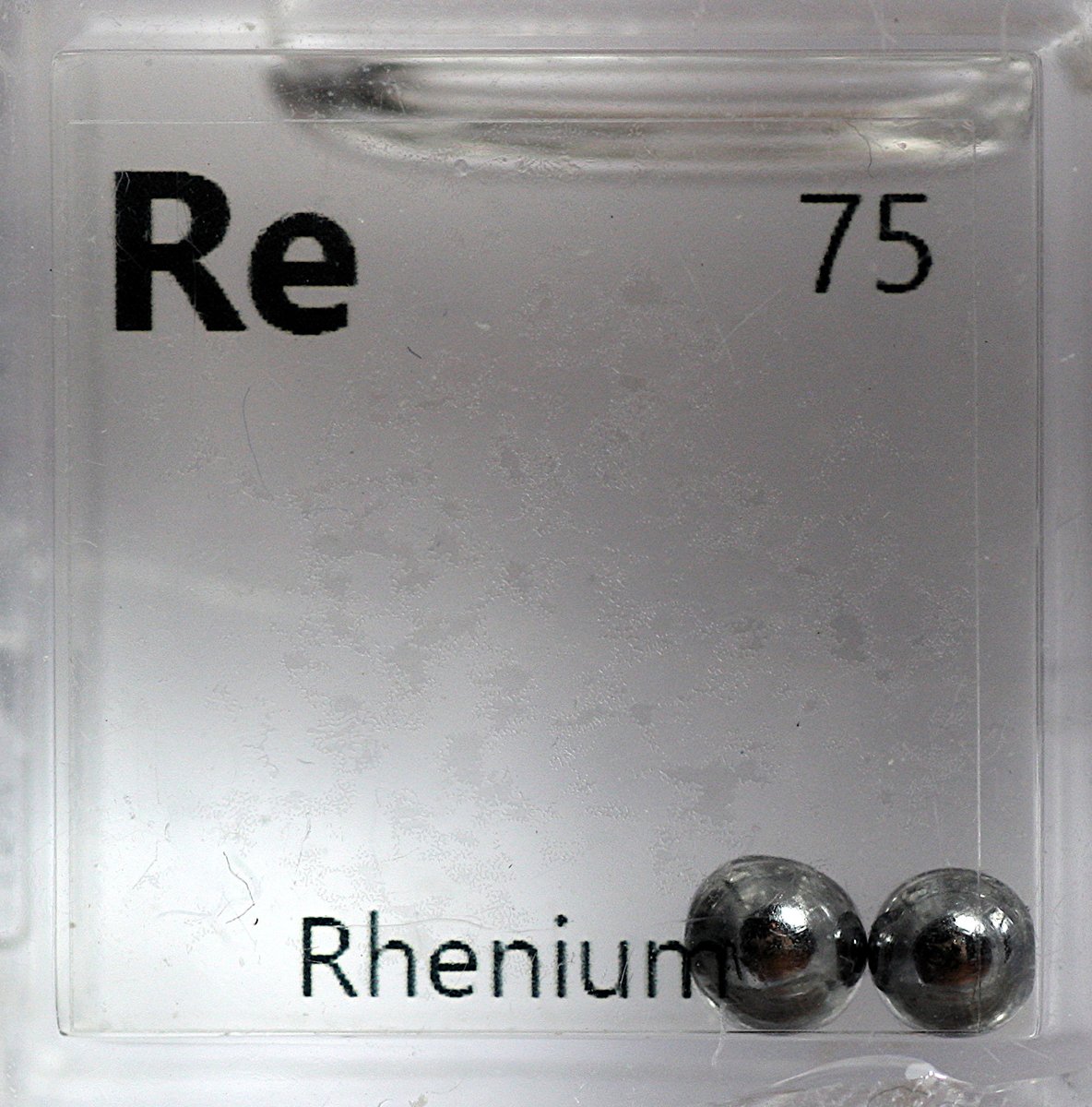 Rhenium  #elementphotos. White powder is rhenium pentacarbonyl chloride (Re(CO)5Cl).