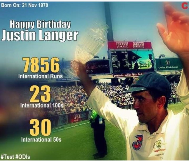 A very Happy Birthday to one of the greats in Aussie cricket and coach of present Aussie team 
JUSTIN LANGER 