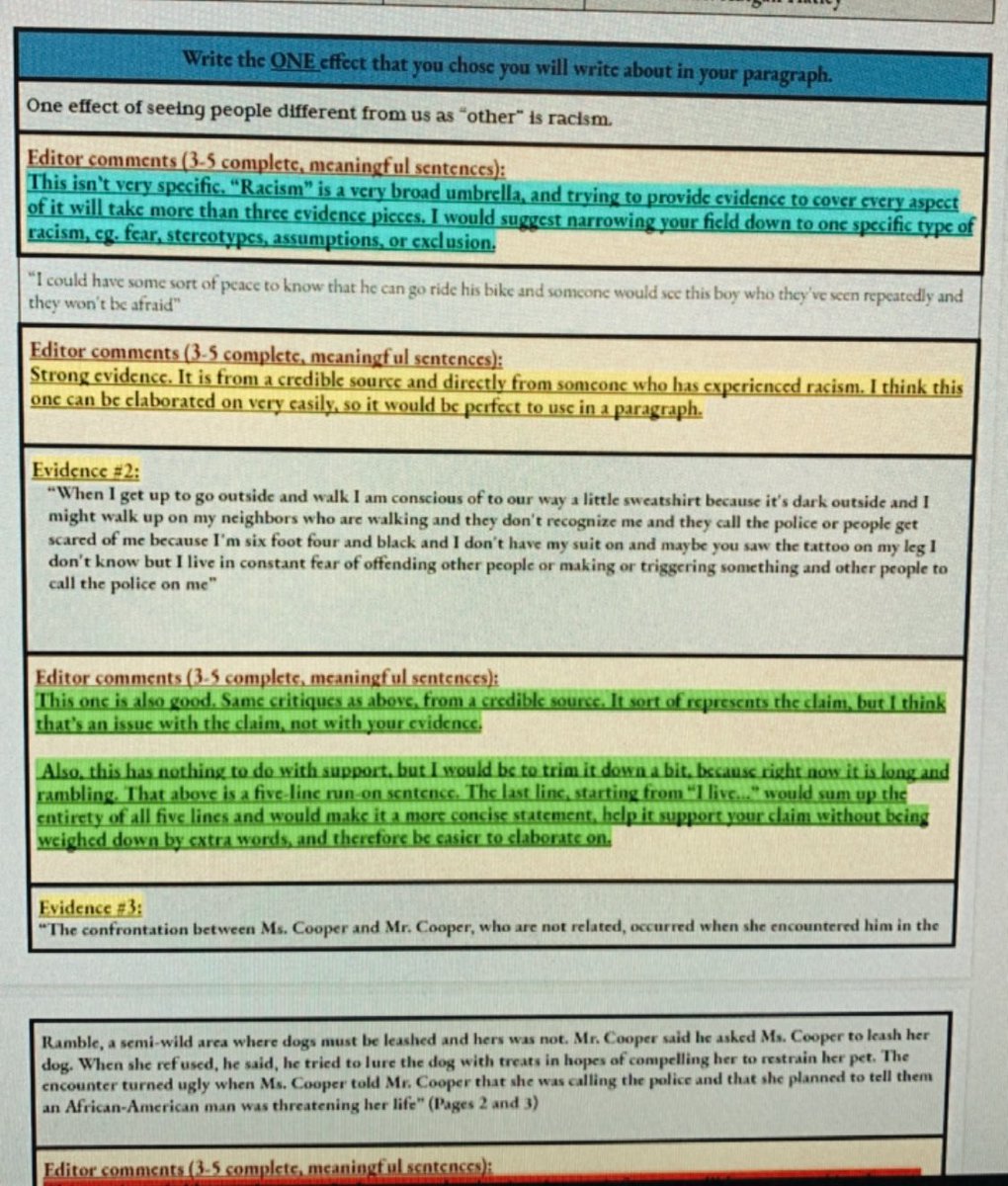 kjmartinez__'s tweet photo. Proud of my AICE GP students who worked diligently to provide their peers with valuable feedback on the evidence they selected to use in their paper. Prompt: What are the effects of seeing people as ”other” or different than us? @SRiley48 @PrincipalBurke #OHLionswrite #Editors https://t.co/N5Ji4EKnHw