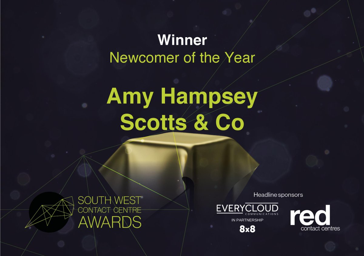 SWCCF1's tweet photo. π₯ππ₯Huge Congratulations π₯ππ₯
WINNER
Newcomer of the Year
Amy Hampsey - Scotts and Co.
HEADLINE SPONSORS @EveryCloud_UK in partnership with @8x8UK @RedRecruitment1 and Category Sponsors @SenseeCareers
#SWCCFAWARDS2020 https://t.co/zA9FvLDxb7