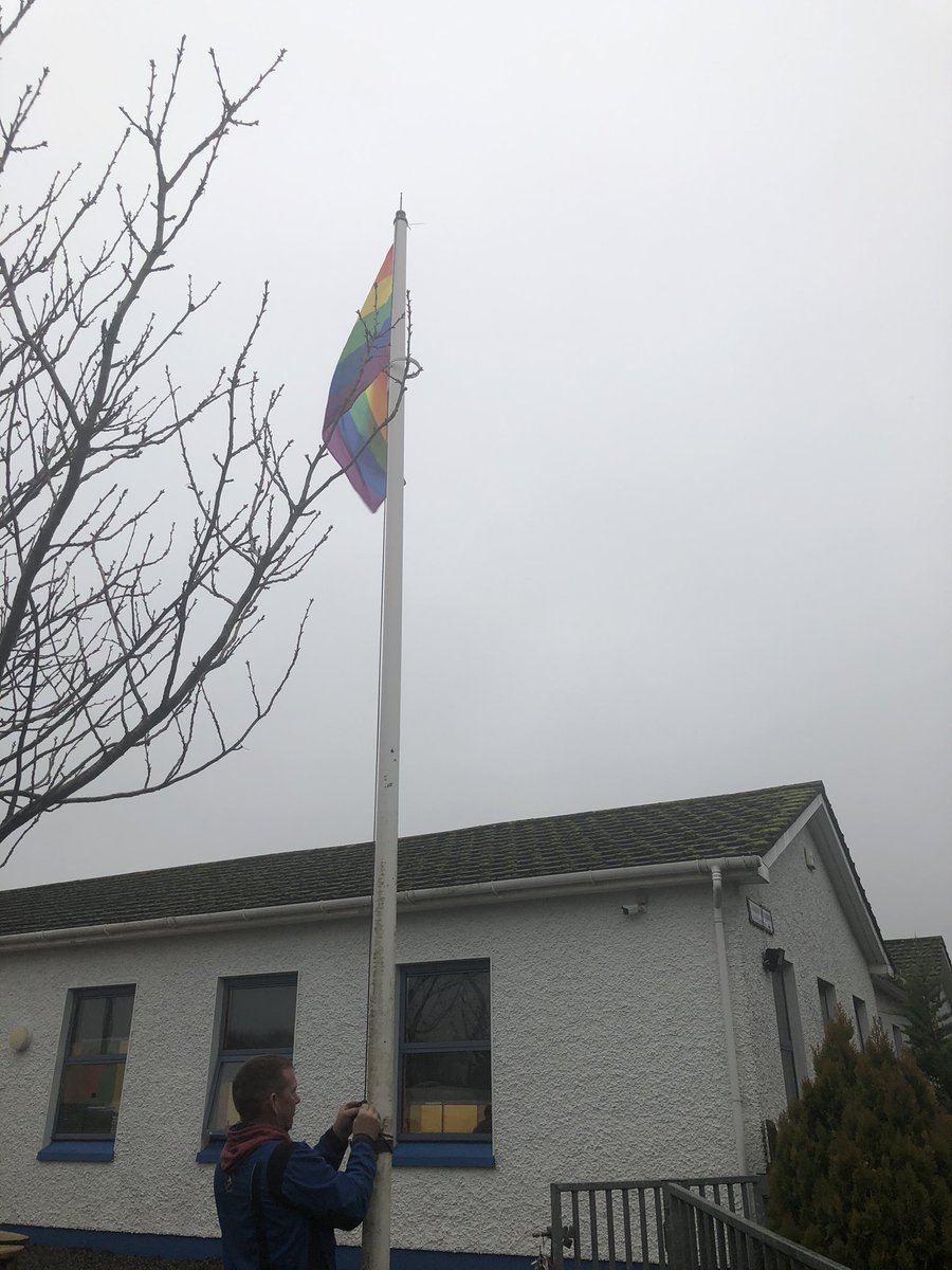 ciosagain's tweet photo. 🌈 We did our little bit to mark Stand Up Against LGBTI+ Bullying Week. The rainbow flag flew for the first time outside our school. Thanks to Ms. Nolan and Ms. Kelly for reminding us to play our part #BelongTo #LGBTIWeek #StandUp20 🌈🏳️‍🌈  @issu4u @ceist1 https://t.co/niz4GNYPYy