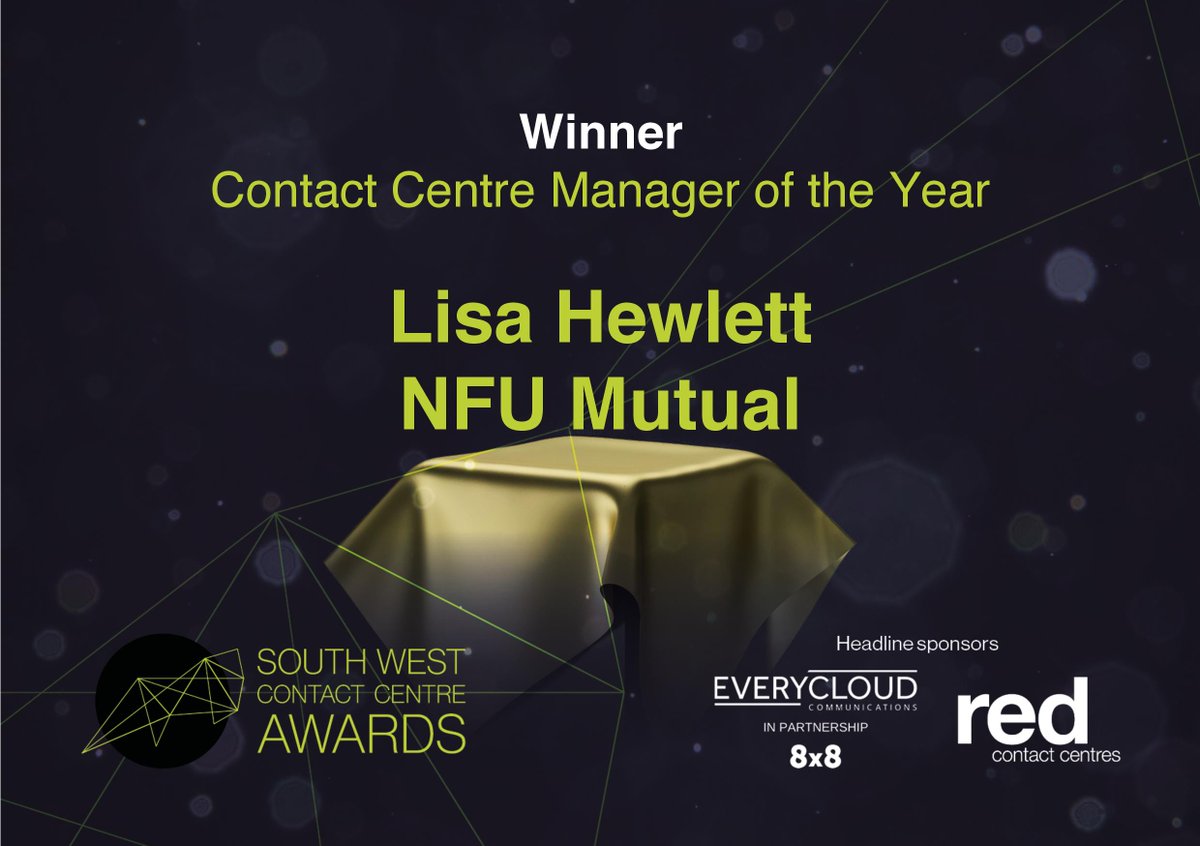 SWCCF1's tweet photo. π₯ππ₯Huge Congratulations π₯ππ₯
WINNER
Contact Centre Manager of the Year
Lisa Hewlett - @nfum
HEADLINE SPONSORS @EveryCloud_UK in partnership with @8x8UK @RedRecruitment1 and Category Sponsors @SenseeCareers #SWCCFAWARDS2020 https://t.co/ufP5hZn1FL