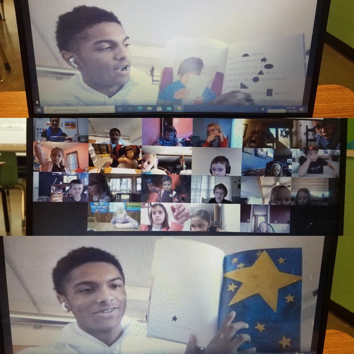 BWSpartans's tweet image. We did it! Our first full week of everyone learning virtually. First grade had a special guest this morning. Jordan Rayford is a senior varsity basketball player that joined us this morning and read aloud to students. Thanks @jrayford17 @ArchbaltSchools @BWSpartansHoops #GoWalsh