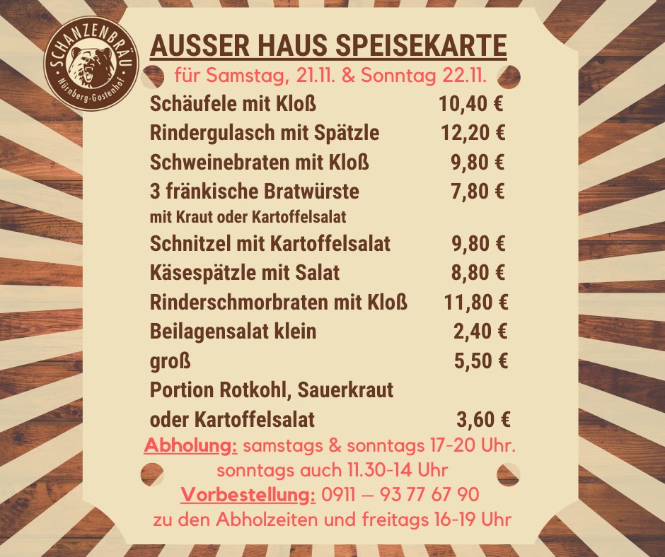 Wer am Wochenende ein Hüngerchen hat kann sich was in der Schankwirtschaft holen.