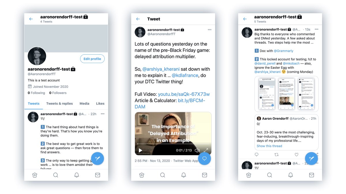 9/ Be threadingLike this. I write mine out in a Doc first and paste them into a locked Twitter account — so I can post them to see how they look in the mobile feed.But, do it your way. Whatever feels most natural to you. Social rewards authenticity.