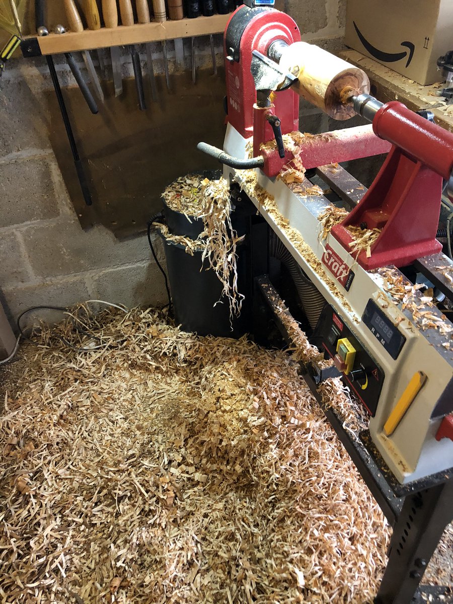 aboutthegrain's tweet photo. New lathe seems to be working ok! ๐#axminstertools #woodturner #woodturning #woodshavings https://t.co/sPG3BNssql