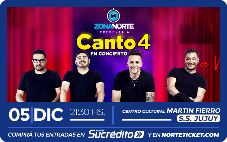 norteticket's tweet photo. NUEVO SHOW

@Canto4Oficial en vivo y con público en el #CentroCulturalMartinFierro de #Jujuy. 

Comprá tu entrada en @TSucredito y en https://t.co/fTaKFmnsj5. https://t.co/lZYhOZtSSX