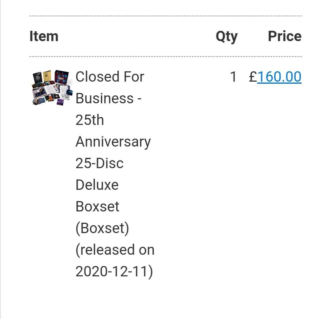 KyronArmstrong's tweet photo. So.
Initially i was 'tempted' by @mansunband's CLOSED FOR BUSINESS 25th Anniversary 25
Disc Deluxe Boxset & then,
i just went ahead & ordered
because - @PaulDraper said
"I better had." 😜
https://t.co/c7D3jFjhr3
#mansun #ClosedForBusines https://t.co/Q89Mf0VoFH