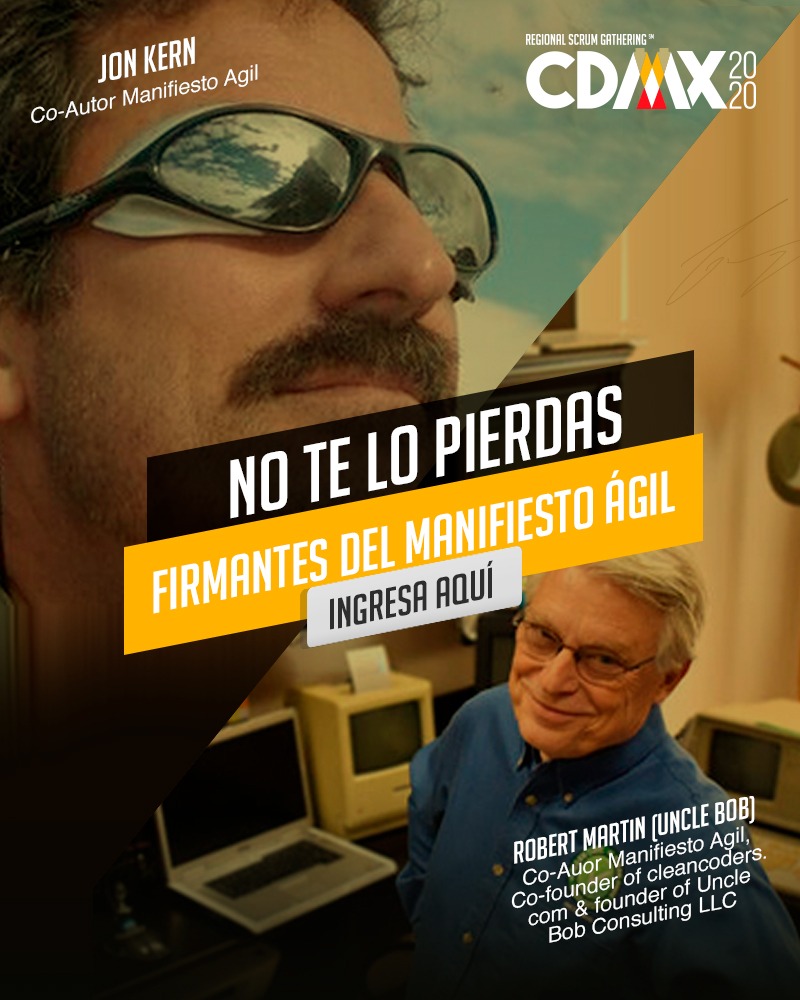 ScrumDayMx's tweet photo. Seguimos con nuestra agenda para brindarte una gran experiencia de aprendizaje Scrum en Regional Scrum Gathering CDMX 2020. ¡Ya viene 2 firmantes del manifiesto Robert Martin y Jon Kern! nos vemos en Salón Templo Mayor.
https://t.co/jQEWRafhLX #RSGMX20 #ScrumDayMx https://t.co/BPyFpUd2C4