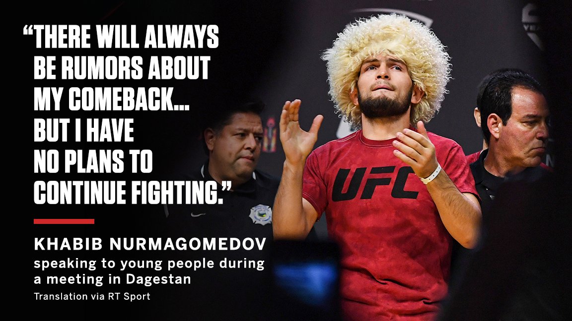 espnmma's tweet photo. Khabib has no plans to come back. https://t.co/k6UpmFQwE5