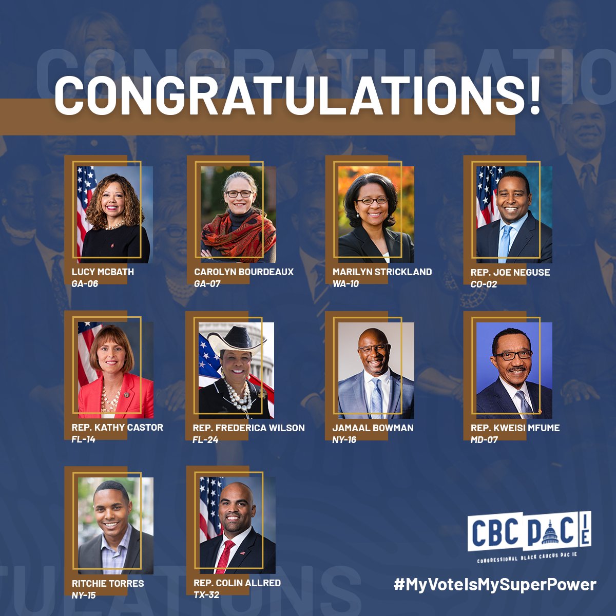 CBCPACIE's tweet photo. We supported some incredible candidates this year, and we can't wait to see them get to work in the next Congress. https://t.co/93tEJ5Qcdw