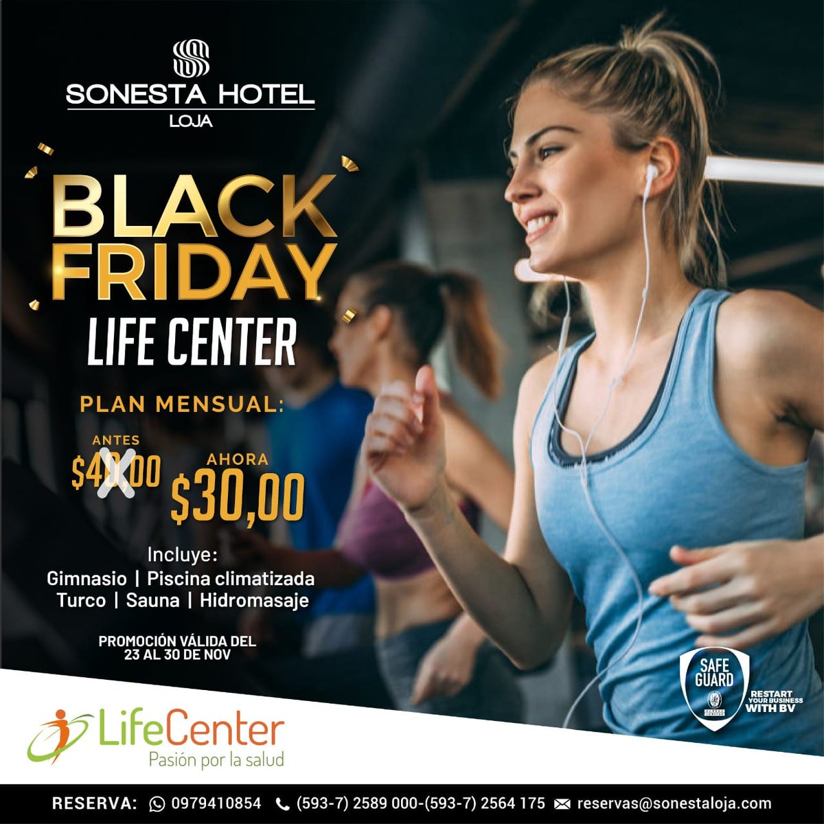 CamaraCanadiens's tweet image. #SOCIOCCECG #Sonestahotelloja Aproveche el mejor momento para inscribirse en  #LifeCenter. El #BLACKFRIDAY es la excusa perfecta 💣💥👀
Incluye: Gimnasio, Piscina climatizada, Hidromasaje, Sauna
👉 Aforo limitado en todas las áreas. 
Contactos: 0983208510 -  2564175 - 2589000