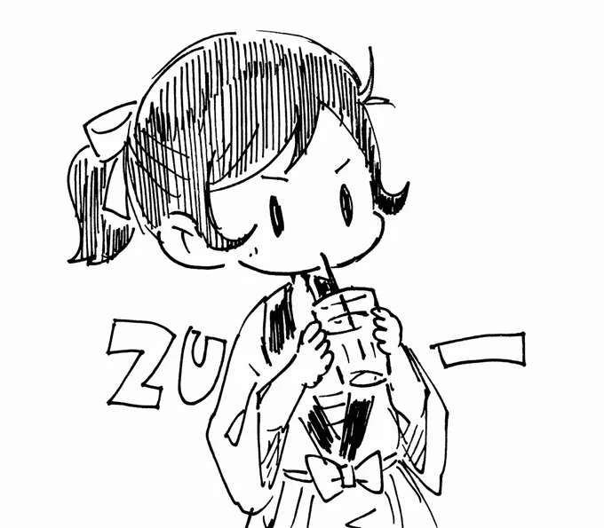 ジュース飲む孫娘侍 
