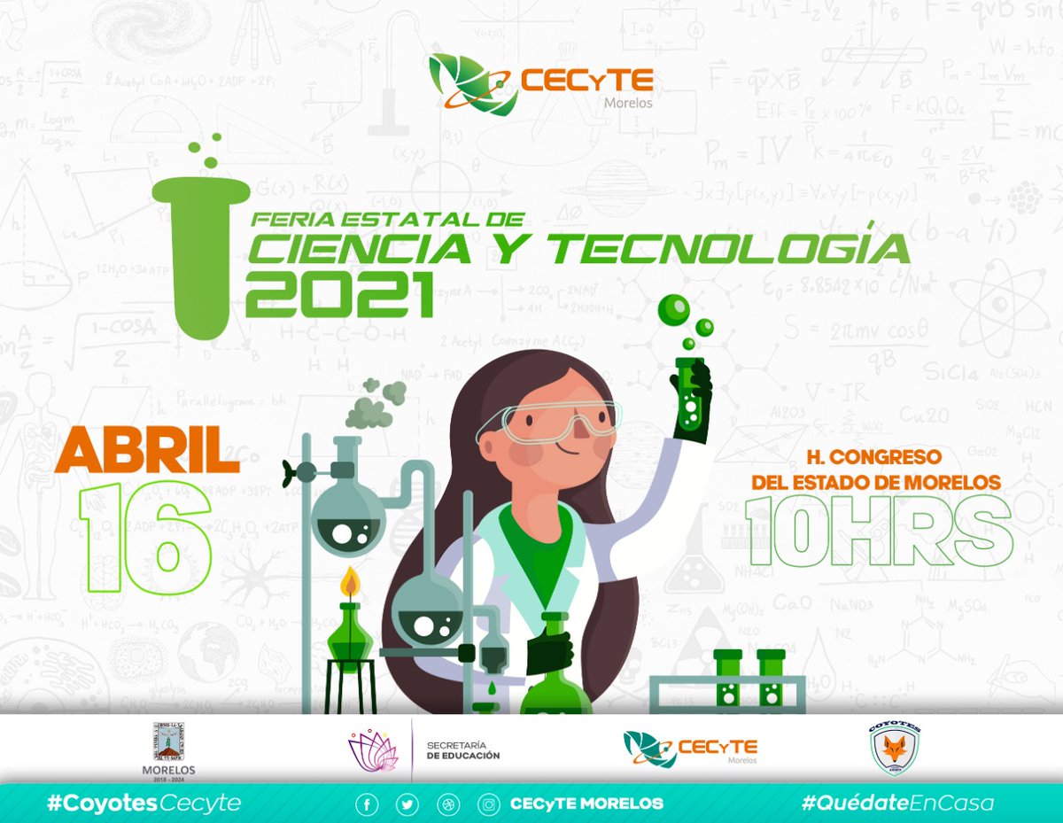 ¡Ya estamos listos para este magno evento! Conoce la convocatoria y participa en la...

🧑‍🔬🧬 FERIA ESTATAL DE CIENCIA Y TECNOLOGÍA 2021 🧬👩‍🔬

Toda la información acerca de las bases la encuentras ingresando al siguiente enlace:

cecytemorelos.edu.mx/wp-content/upl…
