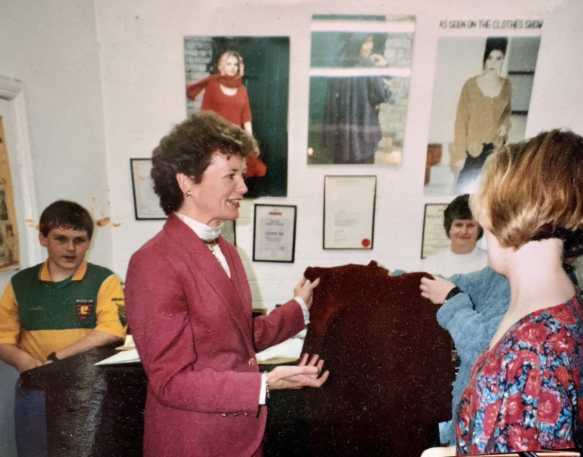 1992, my little brother got up early to iron his Donegal shirt for Derry & President #MaryRobinson noticed & complimented it,one brave, engaging lady & a proud moment at my wee shop “Number18” @thecraftvillage #Derry @RTELateLateShow @MaryRobinsonCtr #1992