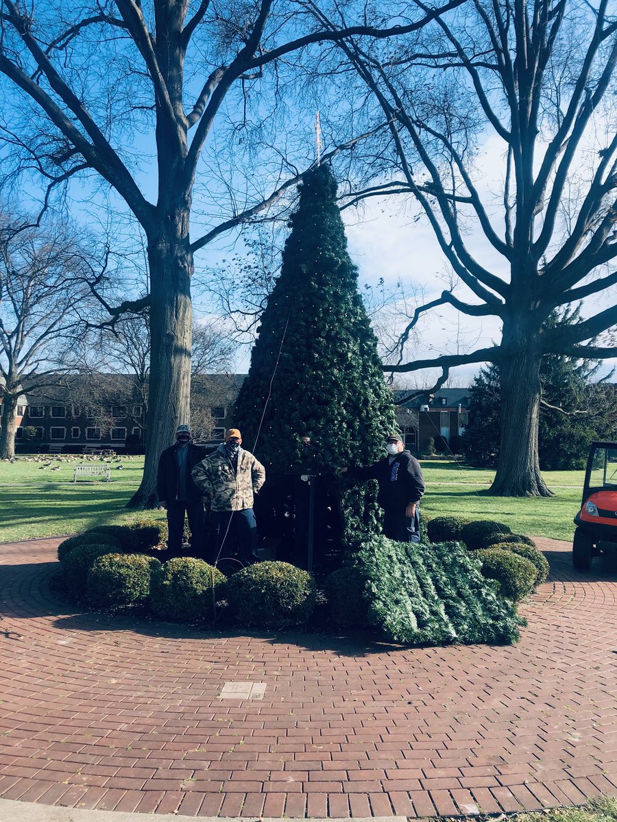 Thank you to the Notre Dame College maintenance staff for everything they do for the faculty, staff and students on a daily basis! A big shout out for bringing holiday cheer and a little bit of normal to our campus. The preparation for the Christmas tree lighting begins today.
