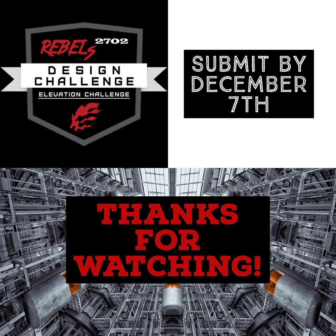 frc2702's tweet image. Thanks for watching the live stream! Submission deadline is Dec 7th so don’t forget to email your videos to info@2702rebels.com! If you missed it, youtube.com/channel/UCUWzk…. Top submissions will have chances to win a Micro-bit, LEGO set or swag!
#OMGRobots #spreadingGP #2702Rebels