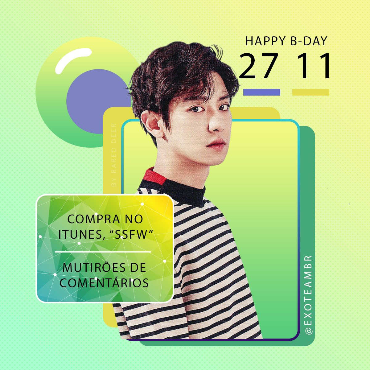 EXOTEAMBR's tweet photo. [#CHANYEOL] Para o aniversário do nosso Chanyeol, vamos organizar algumas atividades para o dia dele: 26/11 ao 12h pm BRT!

💬 MUTIRÃO DE COMENTÁRIOS YOUTUBE, INSTAGRAM E FACEBOOK
🎵 TOP 1 COM A MÚSICA SSFW NO ITUNES

#EXO #엑소 #찬열 @weareoneEXO https://t.co/U20E6nEJUI
