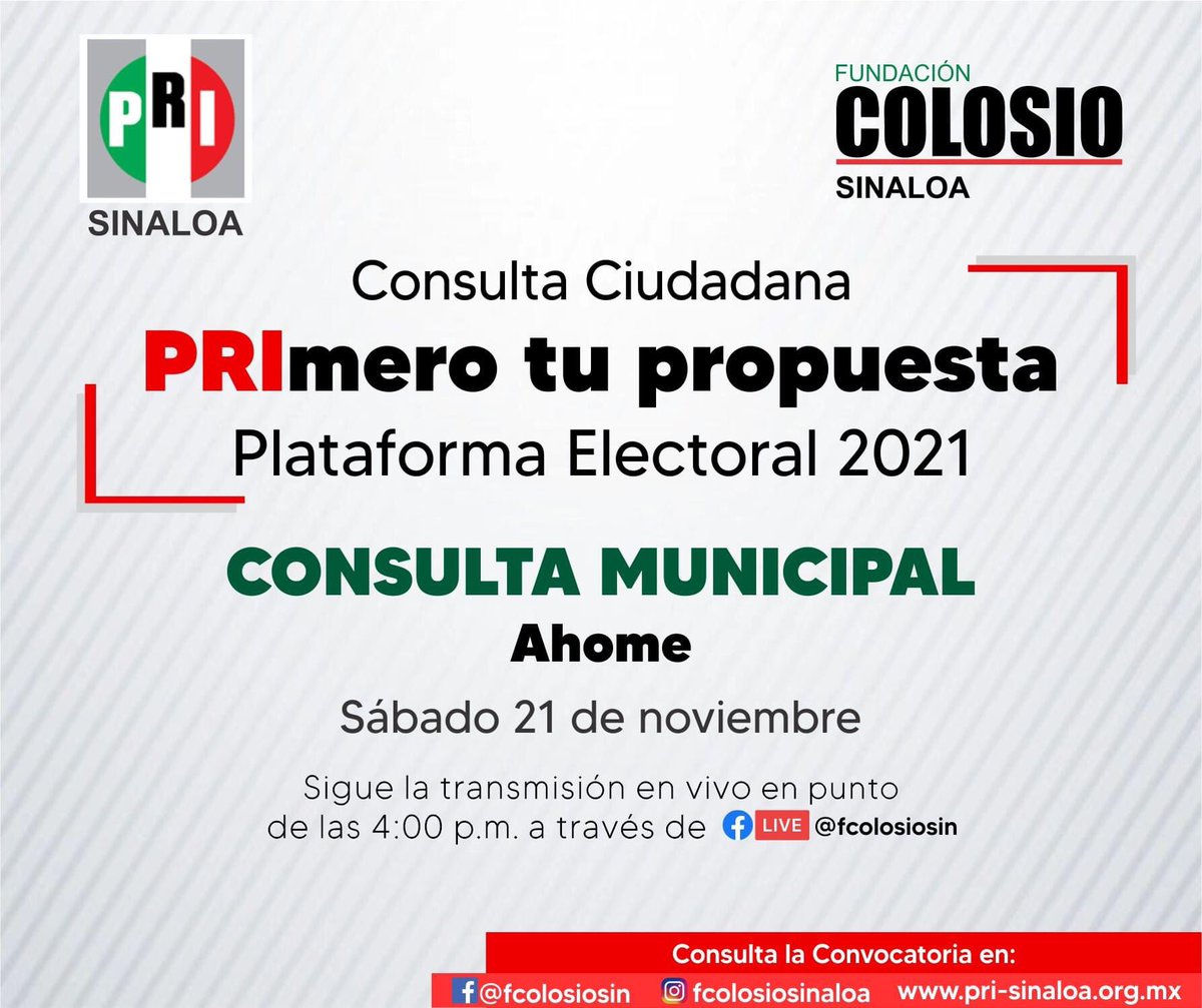 raulcotamu's tweet photo. Mañana sígannos en la transmisión en vivo del Foro Consulta Municipal #PRImeroTuPropuesta, comparte con nosotros tus propuestas para mejorar nuestro municipio así nos ayudarán con la Plataforma Electoral 2021 donde tu opinión cuenta y nos importa!
#SomosPRI
#FundaciónColosio https://t.co/cQeZg2rlpT