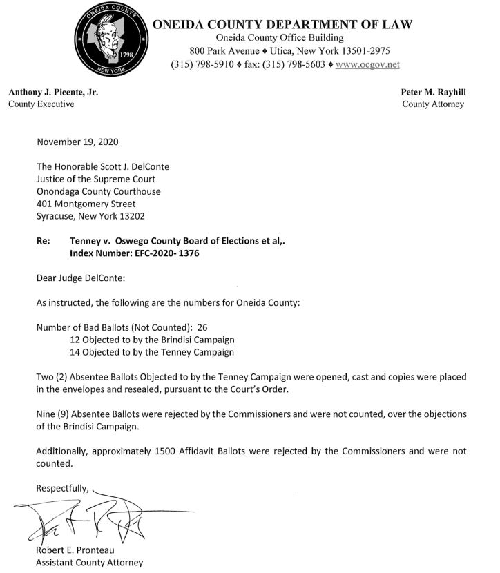 ONEIDA: Once again, Oneida County is one to watch out for. 37 ballots have been challenged, but more interestingly, ~1500 have been rejected for administrative reasons. Keep an eye out for why on Monday 9/