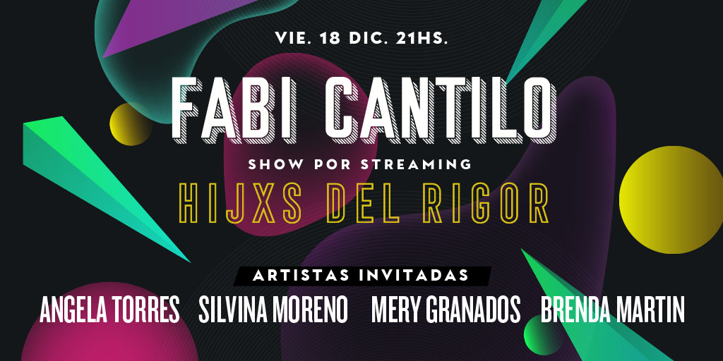 ÚLTIMO STREAMING del año: 
HXJAS DEL RIGOR. 
Me van a acompañar @angelatorresok <a href="/silvinamusica/">Silvina Moreno</a> <a href="/BrendaMartinArg/">Brenda Mártin</a> <a href="/merygranados/">Mery</a> y juntas vamos a hacer un repaso por mis discos preferidos en un show IMPERDIBLE. Créanme.

PREVENTA POR UNA SEMANA 
🎫 bit.ly/2USdYGV

Nos vemos