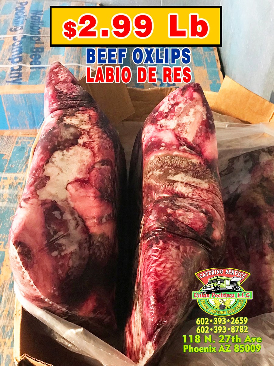 UnionPochteca's tweet photo. $2.88 Lb CACHETE -BEEF CHEEK MEAT🥩🥩
$2.99 Lb LABIO DE RES - BEEF OXLIPS🥩🥩
**Comprala por caja.
#UnionPochteca #FoodTrucks #StreetFood #ComissaryService #FoamDisposables #FreshProduce #FreshMeats #LocalBusiness https://t.co/JtTmAmeC5W