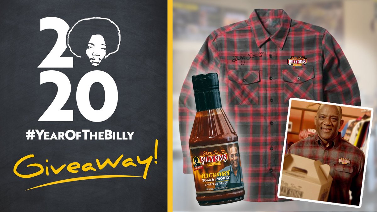 RealBillySims's tweet photo. I'm GIVING AWAY my autographed worn flannel shirt from the #YearOfTheBilly campaign &amp; @BillySimsBBQ hickory sauce. RULES:

1️⃣ FOLLOW my page
2️⃣ LIKE &amp; RT this post

Winner announced Monday. *Make sure privacy settings are set to public or we can't see your entry* #billysims https://t.co/CkvwmwbTS2