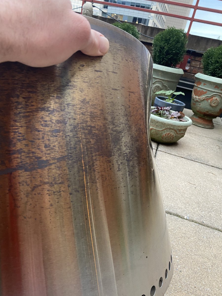 jacobsaunders's tweet photo. Oh no @SoloStove, big dent, big sad. Can it be repaired? https://t.co/fykKmdiEdL