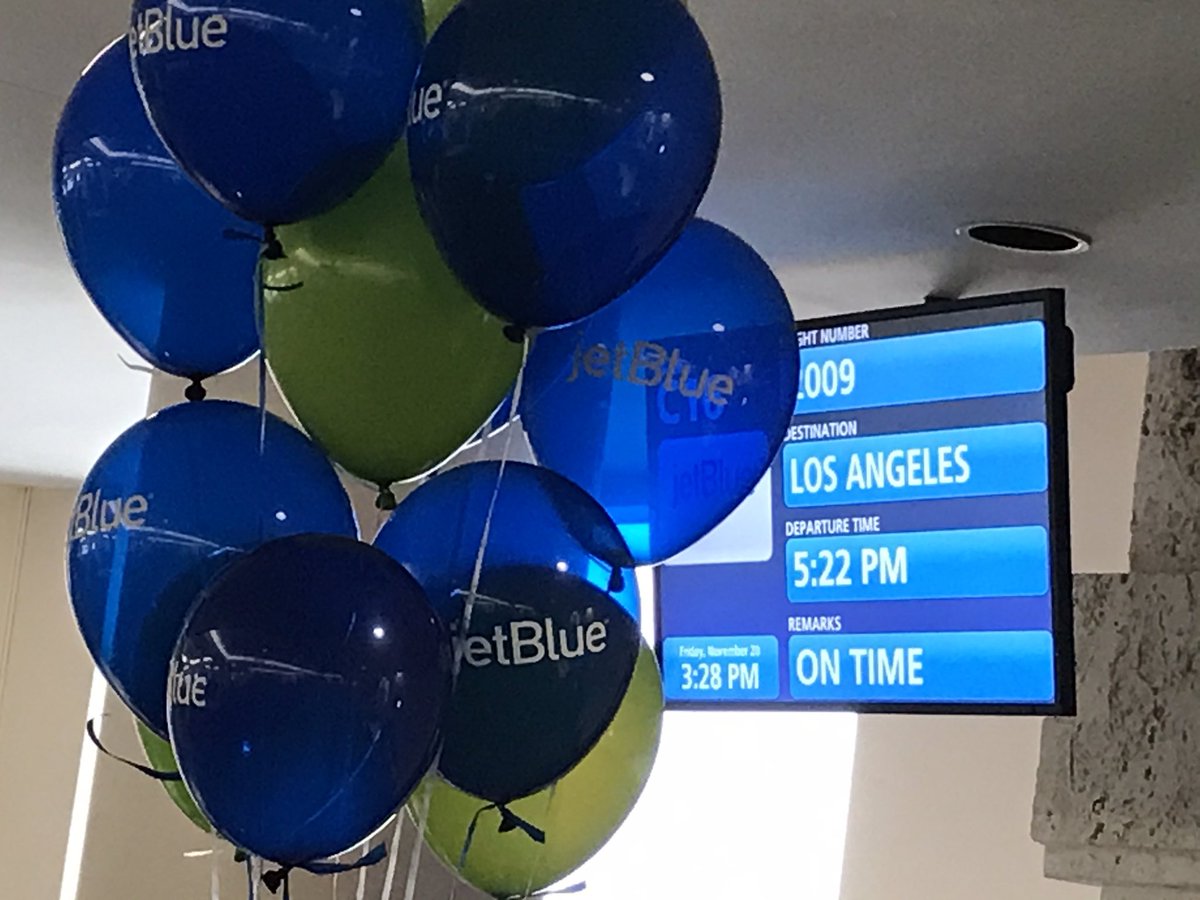 SBenaryMann's tweet photo. We’re so excited to be boarding @JetBlue’s first #Mint departure from @flyPBI to #LAX https://t.co/LxX40OnYJs
