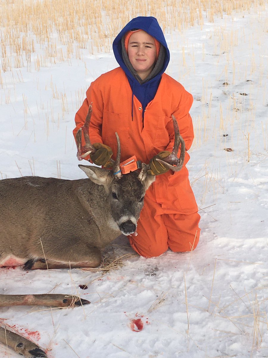 Oldest boys first deer this morning. Pretty happy kid