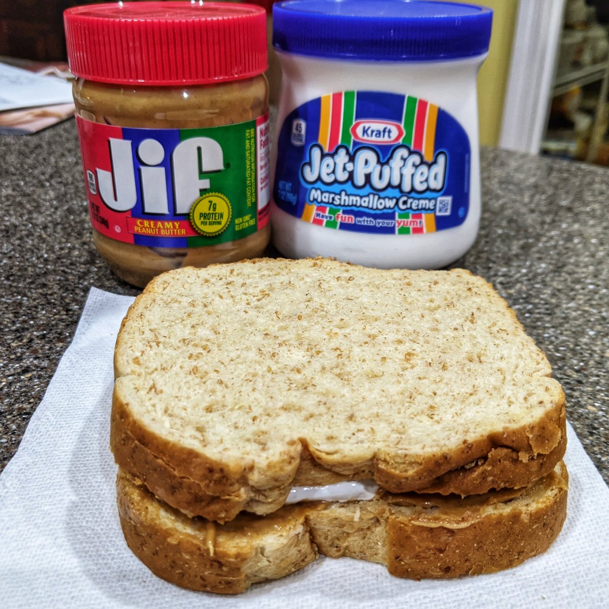 kel_wheels's tweet image. Don't give a fuck if you think I'm "gross" or "immature" or "ewww unhealthy" or whatever. Could not possibly care any less. It's delicious and I haven't had one in years and it makes me happy. #fluffernutter