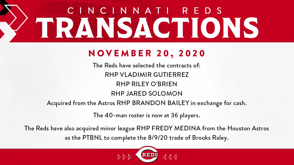 The #Reds today announced the following transactions: