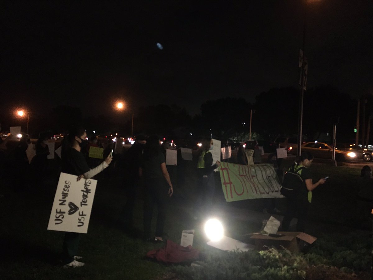 TampaBaySDS's tweet photo. on the corner of Leroy Collins/Fowler rn rallying to save the College of Education at USF #SaveCoE https://t.co/BK2AfuSDi6