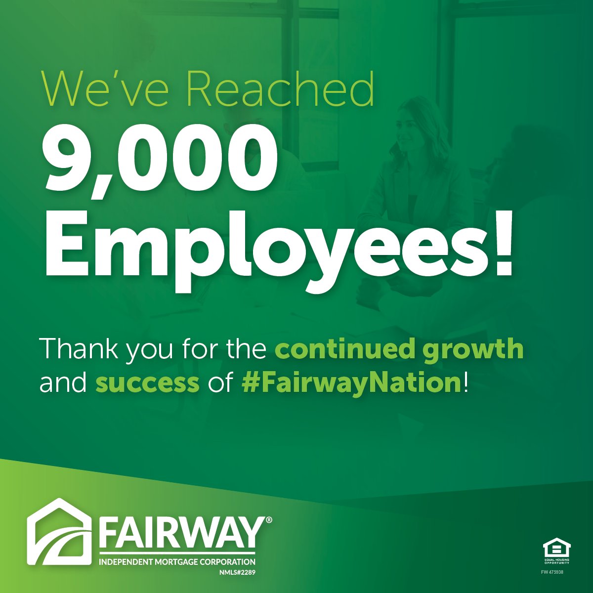 FairwayMC's tweet photo. 🚨 #FairwayNation milestone alert! 🚨
We've grown to 9,000 teammates! The growth, leadership and commitment to homebuyers and the mortgage industry is unmatched anywhere else! We are so thankful, grateful and humble for all the hard work of #Fairway! https://t.co/yJtdm8WRJg