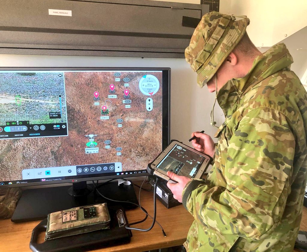 keirinjoyce's tweet photo. Check out this great step-change: #3SECFOR providing @flir R70 #SkyRanger spt to @1_Armd_Regt in Cultanna, and back to the garrison HQ - still so much potential in #drone / #UAS tech collab!
@AustralianArmy @AusAirForce @RAAF_ACAUST @comdforcomd https://t.co/AOBjiolUqA