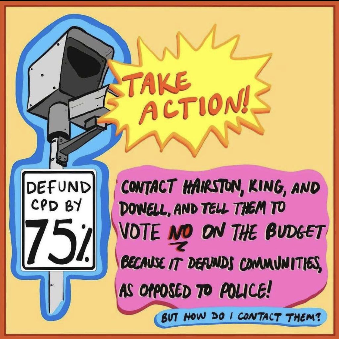 care_not_cops's tweet photo. 🚨CONTACT YOUR ALDERMAN AND DEMAND THEY #DEFUNDCPD 🚨 

If you live in Hyde Park there's a big chance you live in the 5th ward! Demand Ald. Hairston support #TreatmentNotTrauma budget amendment &amp; vote NO on the mayor's cop budget!

CALL HER AT 773-324-5555
TWEET @5thWardChicago https://t.co/L9hhbOFzec