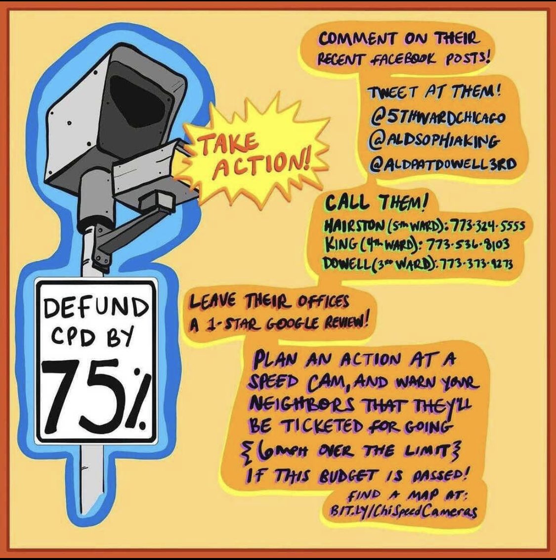 care_not_cops's tweet photo. 🚨CONTACT YOUR ALDERMAN AND DEMAND THEY #DEFUNDCPD 🚨 

If you live in Hyde Park there's a big chance you live in the 5th ward! Demand Ald. Hairston support #TreatmentNotTrauma budget amendment &amp; vote NO on the mayor's cop budget!

CALL HER AT 773-324-5555
TWEET @5thWardChicago https://t.co/L9hhbOFzec