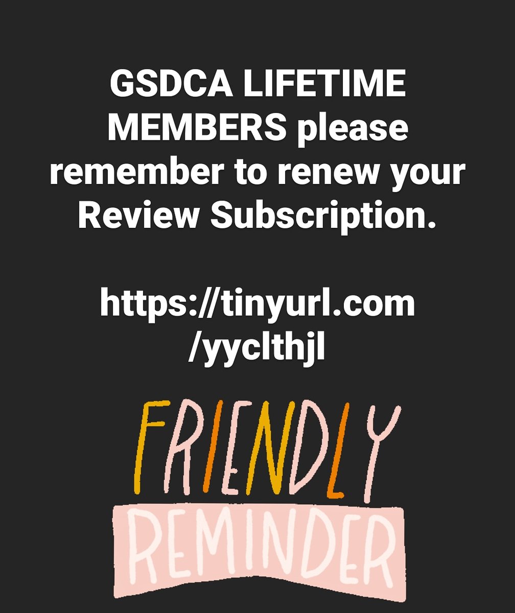 GSDCofAmerica's tweet photo. Renew that Review Subscription!!! #gsdca https://t.co/wiVchLpuWv