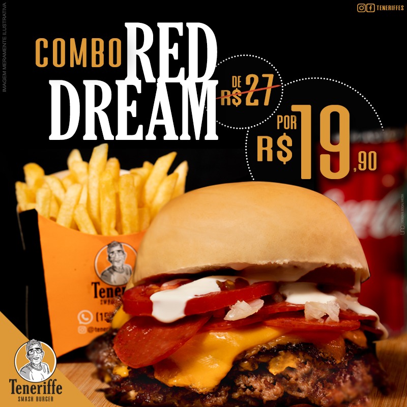 Teneriffes's tweet photo. Em ritmo de *#BlackFriday* se aproximando... Vamos aquecendo com esse *combo lindo*: #RedDream 🍔 + #Fritas 🍟+ #Refri 🥤= de $27 POR $19,90 😱
.
Exclusivo para pedidos via #Goomer / Cardápio Online - https://t.co/RtVx4Lmlz0 📲
.
#VidaLongaTeneriffe
#UltraSmashedPorAmor https://t.co/Bf2Z9E75pL