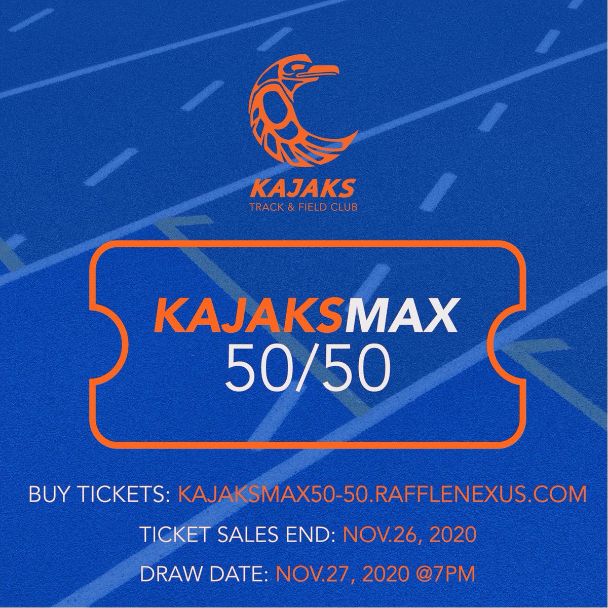 DON’T MISS YOUR CHANCE TO WIN SOME 💸💸💸!!  <a href="/KajaksTFC/">Kajaks TFC</a> presents the #KajaksMax5050 Raffle! 2020 has been a difficult year for youth sports, so get your tickets by November 26th (midnight) and support a great organization. kajaksmax50-50.rafflenexus.com