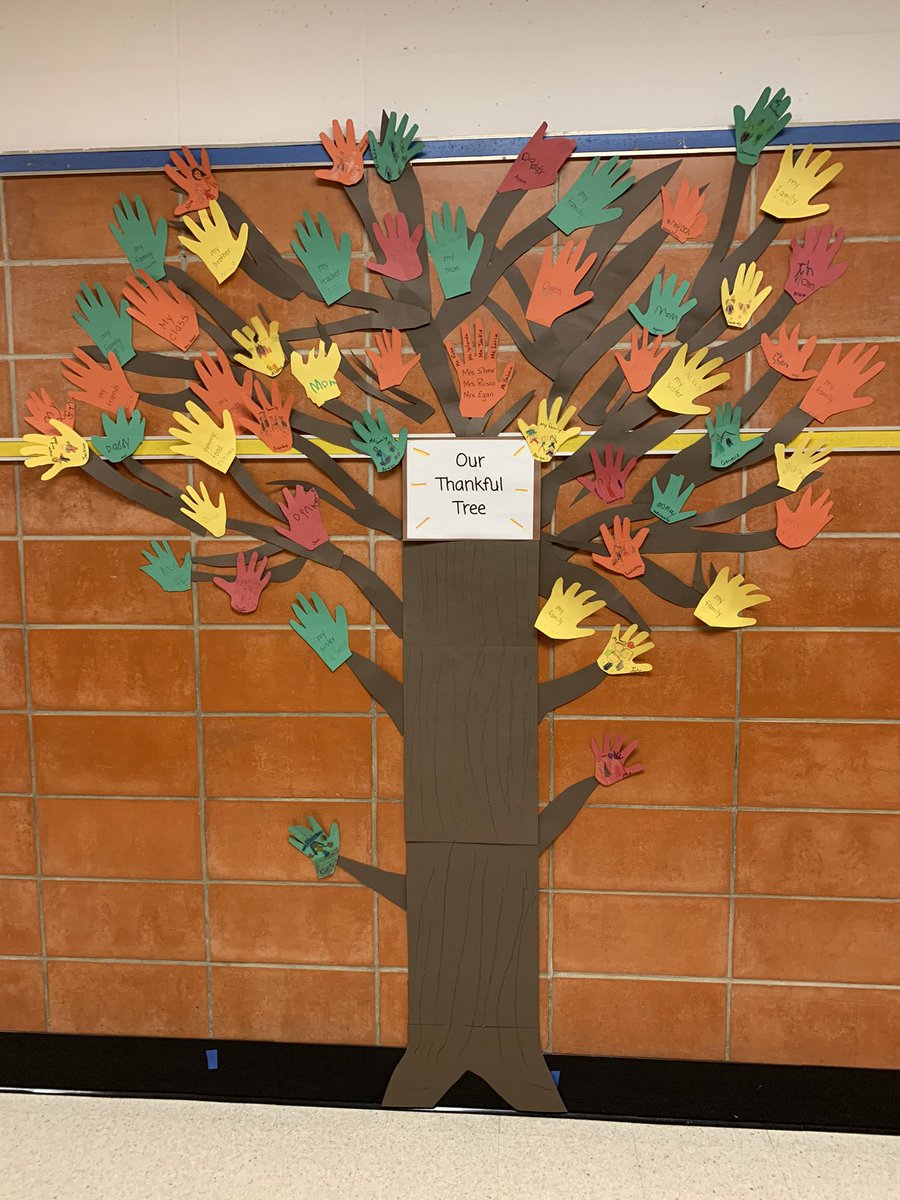 It’s almost Thanksgiving 🍁 🍂 🍃 and it’s time to reflect about what we are thankful for! 💕 The kiddos in our hallway wrote what they are thankful for on handprints, and put them on the tree!🥰 #ThankfulTree