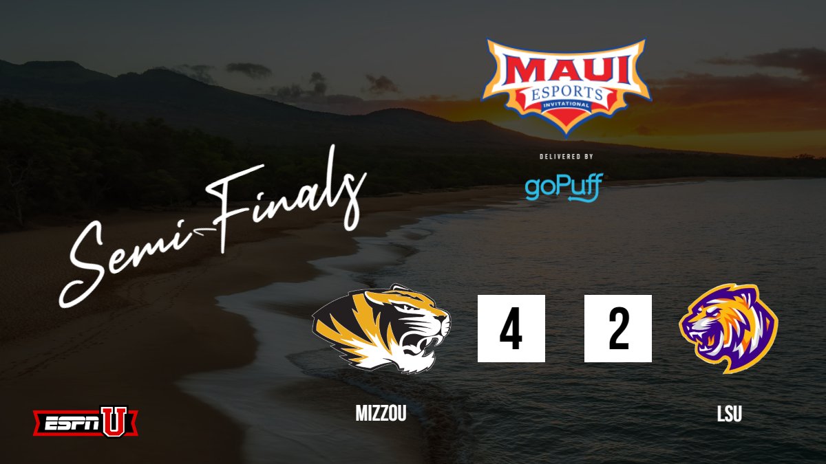 MizzouEsports's tweet photo. Mizzou Rocket League is on fire. 🔥

We take down LSU 4-2 in the semi-finals and move to the @MauiInv Grand Finals. We'll take on @NorthwoodEsport this Sunday, November 22, at 4:00pm CT on ESPN2. https://t.co/JnRKWMd2nz