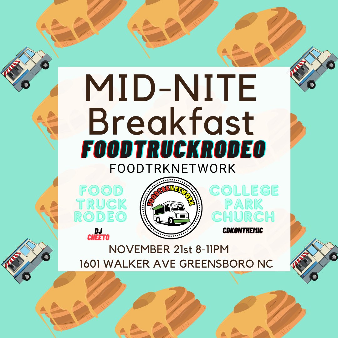 FOODTRKNETWORK's tweet image. 24 Hours Away 😈 WERE GOING FED

• FREE Entry • 4 FOOD TRUCKS 
• SATURDAY Nov 21 8-11PM
• MASK REQUIRED😷
• OPEN TO THE COMMUNITY &amp;amp; COLLEGE 

@FOODTRKNETWORK @CDKonthemic @DJCHEETO_ 

SHARE #NCAT #UNCG #WSSU #NCAT24
1601 WALKER AVE GREENSBORO 8-11PM