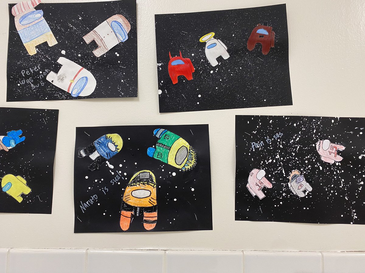 Bussey_Art's tweet photo. There is an imposter Among Us. My kiddos loved this project and creating their own @AmongUsGame characters. #amongus #middleschool @Bussey_Owlets @GISDArts #findthethingstheylove @aljennin #art #bussey #busseymiddleschool #art1 #6thgrade https://t.co/HB2pSU87aq