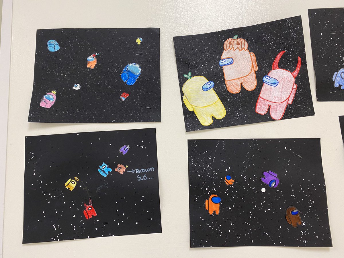 Bussey_Art's tweet photo. There is an imposter Among Us. My kiddos loved this project and creating their own @AmongUsGame characters. #amongus #middleschool @Bussey_Owlets @GISDArts #findthethingstheylove @aljennin #art #bussey #busseymiddleschool #art1 #6thgrade https://t.co/HB2pSU87aq