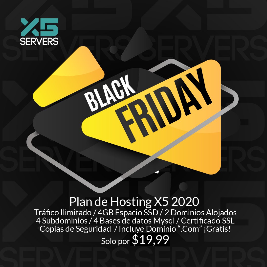 X5servers's tweet photo. Llega la oferta de Blackfriday mas especial ¡¡
Hosting + Dominio .com
#hosting #cpanel #x5servers #linux #dominios #blackfirday
Adquierela ya ¡¡
https://t.co/T7iQTmfukj https://t.co/6MdIGE6ruU