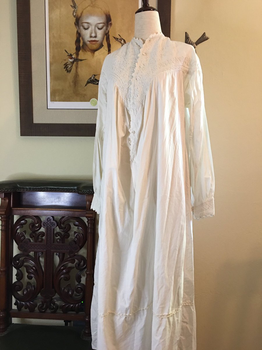 Y’all, this night shirt was worn in the very last scene so it’s super special to me. It’s also got amazing details on it. I can’t decide if this was sewn for the show, bought, or is actually vintage. Has a little tag inside that says “A”. +